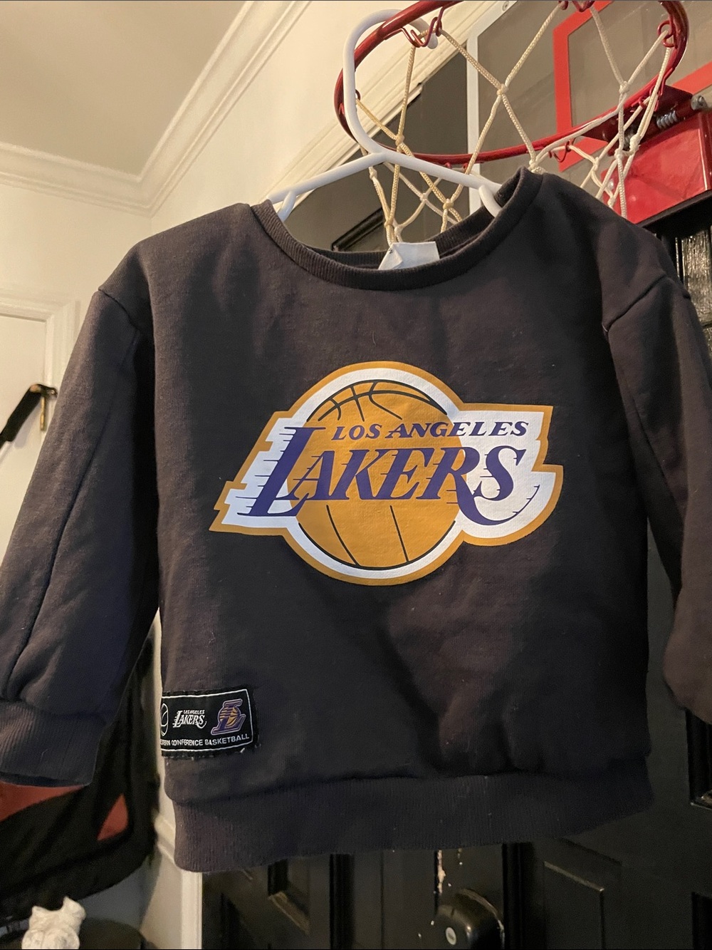 Kids Black Lakers Crewneck Sweatshirt